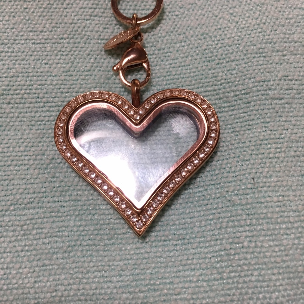 Large rose gold Origami Owl locket set